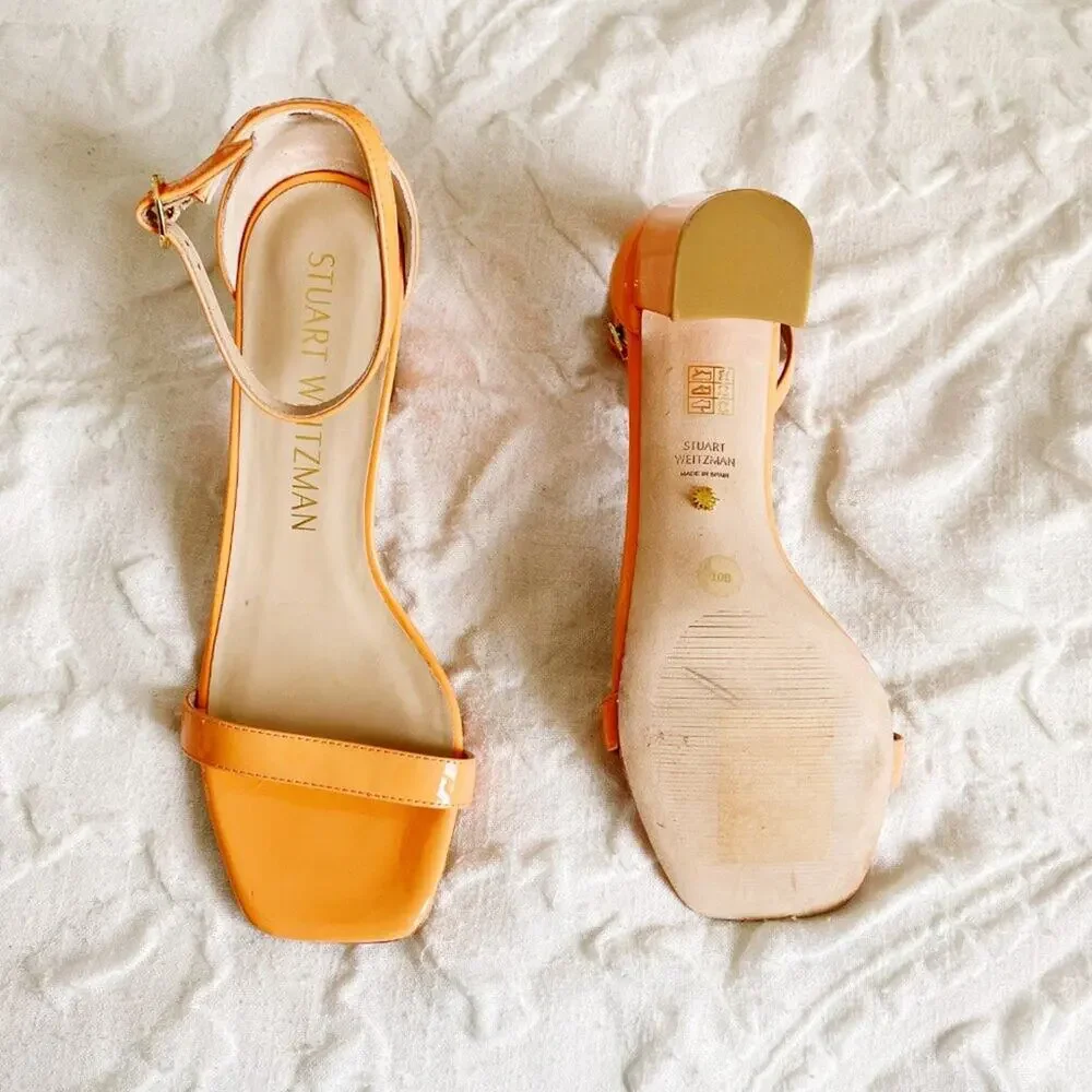 Stuart Weitzman Nudistcurve 75 block sandals Size 10
